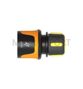 CONEXIÓN CON STOP PARA MANGUERAS DE 9 MM. 3/8". DISEÑO ERGONOMICO CON RECUBRIMIENTO SOFTGRIP. COMPATIBLE CON OTRAS MARCAS.